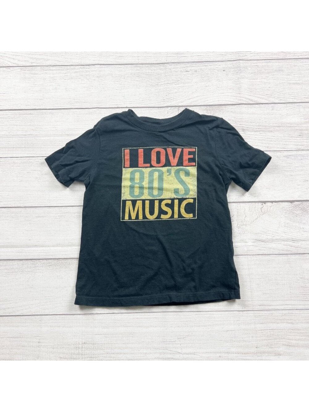 I Love 80s Music Graphic Black Short Sleeve T-Shirt XS